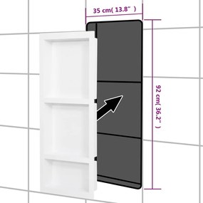 Habitáculo chuveiro c/ 3 compartim. 41x99x9 cm branco brilhante