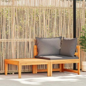vidaXL 2 pcs conj. lounge de jardim c/ almofadões cinza-escuro acácia