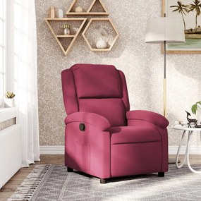 vidaXL Poltrona reclinável veludo vermelho tinto