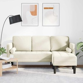 vidaXL Sofá em L Creme 173x131x67 cm Veludo