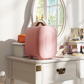 Frigorífico Pequeno de Cosméticos 4L 9V/240V para Arrefecer e Aquecer Mini Frigorífico para Beleza 20,3x26,3x28 cm Rosa