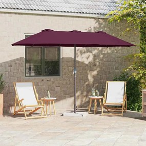 vidaXL Guarda-sol de Jardim Vermelho bordô 380 x 196 x 235 cm