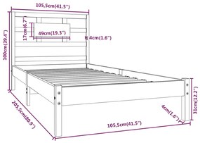 Estrutura de cama 100x200 cm madeira maciça castanho mel