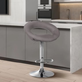 Conjunto de 2 bancos de bar Olinda em tecido e com estrutura cromada 52 x 77-97 x 47 cm Cinzento