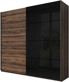 Roupeiro Levruvu 105, Carvalho do Monastery, Preto, 210x270x61cm, 202 kg, Portas de roupeiro: Deslizante, Número de prateleiras: 6, Número de prateleiras: 6