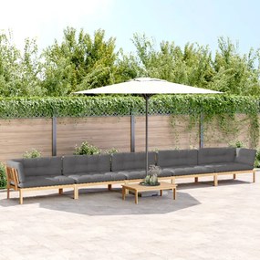 vidaXL 6 pcs conj. sofás paletes p/ jardim c/ almofadões acácia maciça