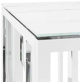 Mesa de centro 110x45x45 cm aço inoxidável e vidro prateado
