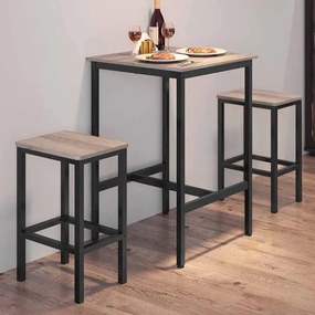 Mesa de bar 60 x 60 x 92 cm (Bancos não incluidos) preto-greige