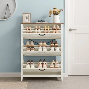 Sapateira Armário para sapatos com 3 portas 24 x 87 x 123,6 cm Branco vintage
