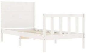 Estrutura cama de solteiro c/ cabeceira madeira maciça branco
