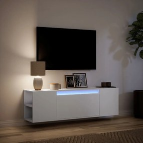 Móvel de parede para TV com luzes LED 135x31x39,5 cm branco