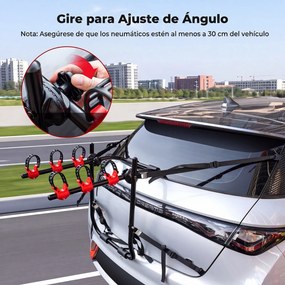 Porta-Bicicletas para Porta-Bagagens Dobrável, 68 x 50 x 61 cm, Capacidade para 3 Bicicletas, Vermelho+Preto