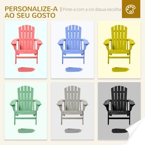 Cadeira Adirondack de Madeira Cadeira Adirondack de Jardim com Assento Extra Largo 78x89x88 cm Cinza