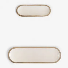 Conjunto De 2 Tabuleiros Decorativos Em Madeira De Manga Fruela Madeira De Manga Clara - Sklum