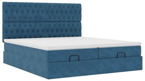 Estrutura cama otomana colchões 180x200 cm veludo azul escuro