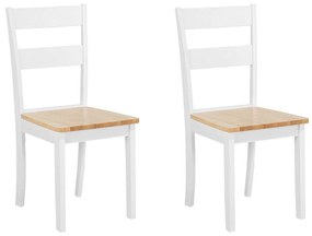 Conjunto de 2 cadeiras de jantar em madeira castanha clara e branca GEORGIA Beliani