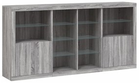 Aparador com luzes LED 202x37x100 cm cinzento sonoma