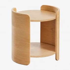 Pack De 2 Mesas De Cabeceira Redondas Ø45 Cm Em Madeira Adelis Castanho Roble - Sklum