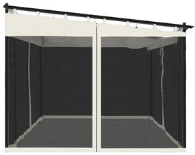 Gazebo com paredes de malha 4x3 m aço creme