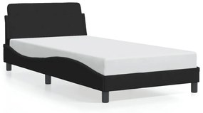 Estrutura de cama c/ cabeceira 100x200 cm veludo preto