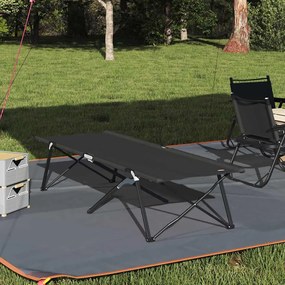 vidaXL Cama de Sol Dobrável com Bolsa de Transporte Preta Tecido Oxford 600D