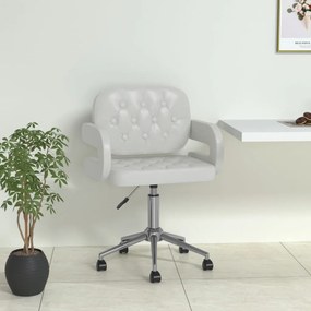 vidaXL Cadeira de jantar giratória couro artificial branco