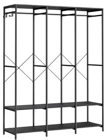 Guarda Roupa aberto com ganchos amovíveis 40 x 141 x 180 cm preto