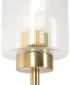 Candeeiro de pé Art Déco dourado com vidro 2 luzes - Laura Art Deco