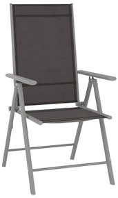 7 pcs conjunto de jantar para jardim alumínio prateado e preto