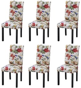 Cadeiras de jantar 6 pcs tecido multicor