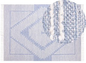 Tapete em algodão azul e branco 140 x 200 cm ANSAR Beliani
