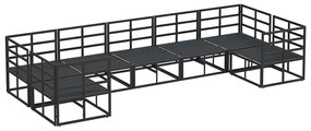 Conjunto de Sofá de Jardim 7 pcs Preto Alumínio