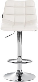 Banco de bar Jerry em couro sintético com estrutura cromada 87-108,5 x 43 x 46,5 cm Branco