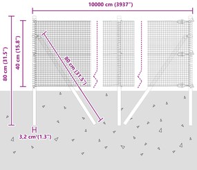 Cerca de Arame Soldado com 13 Postes Verde 0.4x100 m Aço