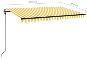 Toldo retrátil manual 450x300 cm amarelo e branco