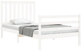 Estrutura de cama com cabeceira 100x200cm madeira maciça branco