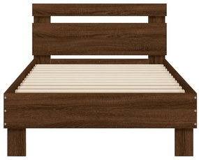 Estrutura cama cabeceira/luzes LED 90x200 cm carvalho castanho
