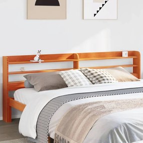 vidaXL Cabeceira com prateleiras 180 cm pinho maciço castanho-mel