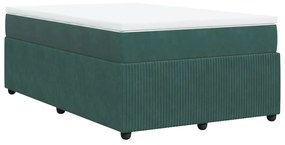 Cama boxspring com colchão 120x190 cm veludo verde-escuro