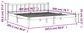Cama sem colchão 200x200 cm pinho maciço castanho-mel