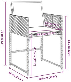 Conjunto de Jantar de Jardim de 5 Peças com Almofadas Cinza em Rattan
