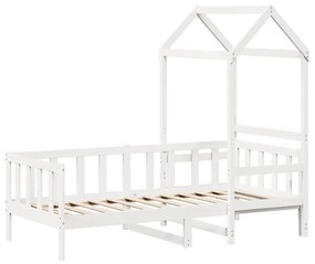 Sofá-cama com telhado 80x200 cm madeira de pinho maciça branco