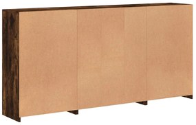 Aparador com luzes LED 202x37x100 cm carvalho fumado