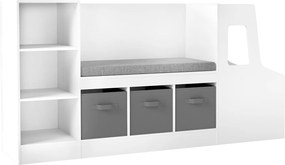 Estante Infantil em Forma de Camião com Assento, 159 x 40 x 81,5 cm, Prateleiras Reguláveis, Branco