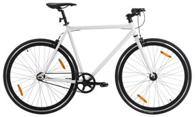 Bicicleta de mudanças fixas 700c 59 cm branco e preto