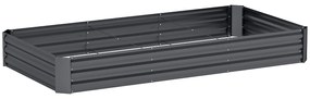 Outsunny Jardineira Exterior Canteiro Galvanizado com Borda de Segurança e Fundo Aberto 240x120x30 cm Cinza Escuro | Aosom Portugal