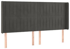 Cama box spring c/ colchão/LED 160x200cm veludo cinzento-escuro