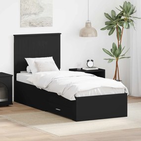 vidaXL Estrutura da Cama Preto e Prata 70 x 190 cm Madeira processada