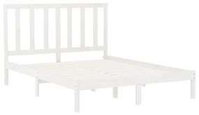 Estrutura de cama 140x200 cm madeira maciça branco