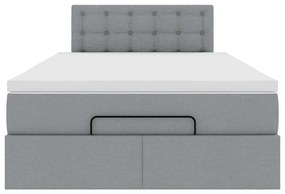 Cama otomana com colchão 120x200 cm tecido cinzento claro